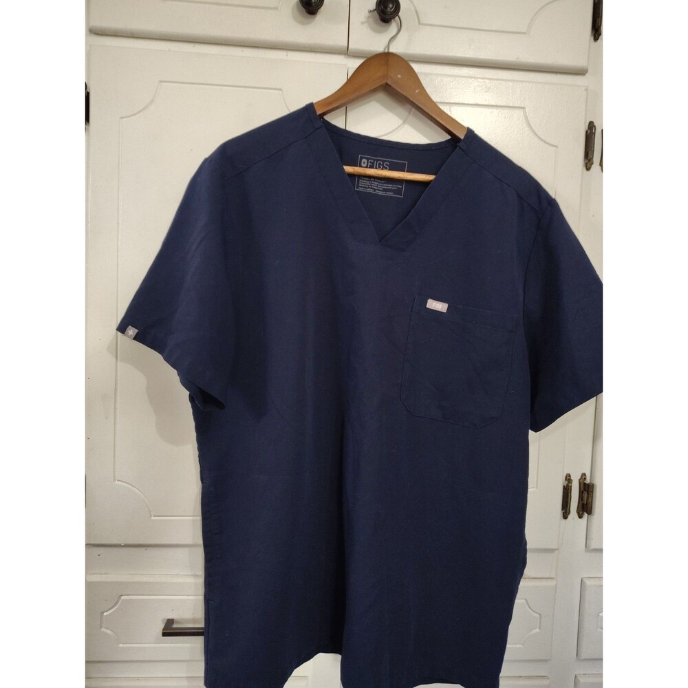 FIGS Navy Blue Scrub Top XL Technical Collection V-Neck Medical Nurse Uniform